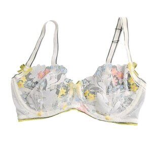 LOUNGE Fleur Balcony Bra, Underwire, Sheer, Embroidered, Floral, Size 32DDD, NWT